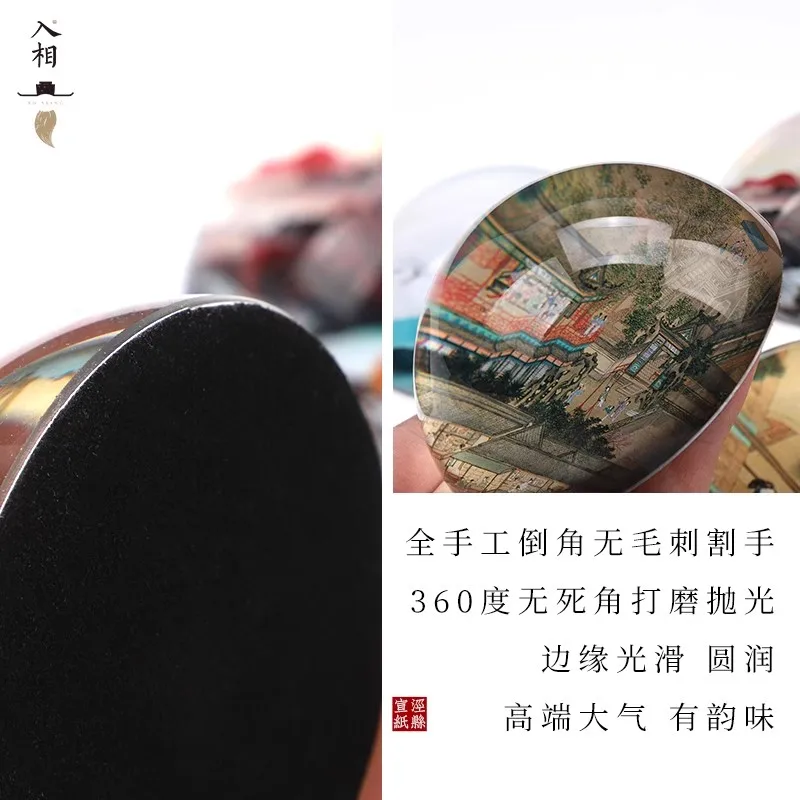 Creative Round Shape Landscape Crystal Paperweight Paper Weight For Chinese Calligraphy Painting Drawing Supplies 3.6x7.7 cm