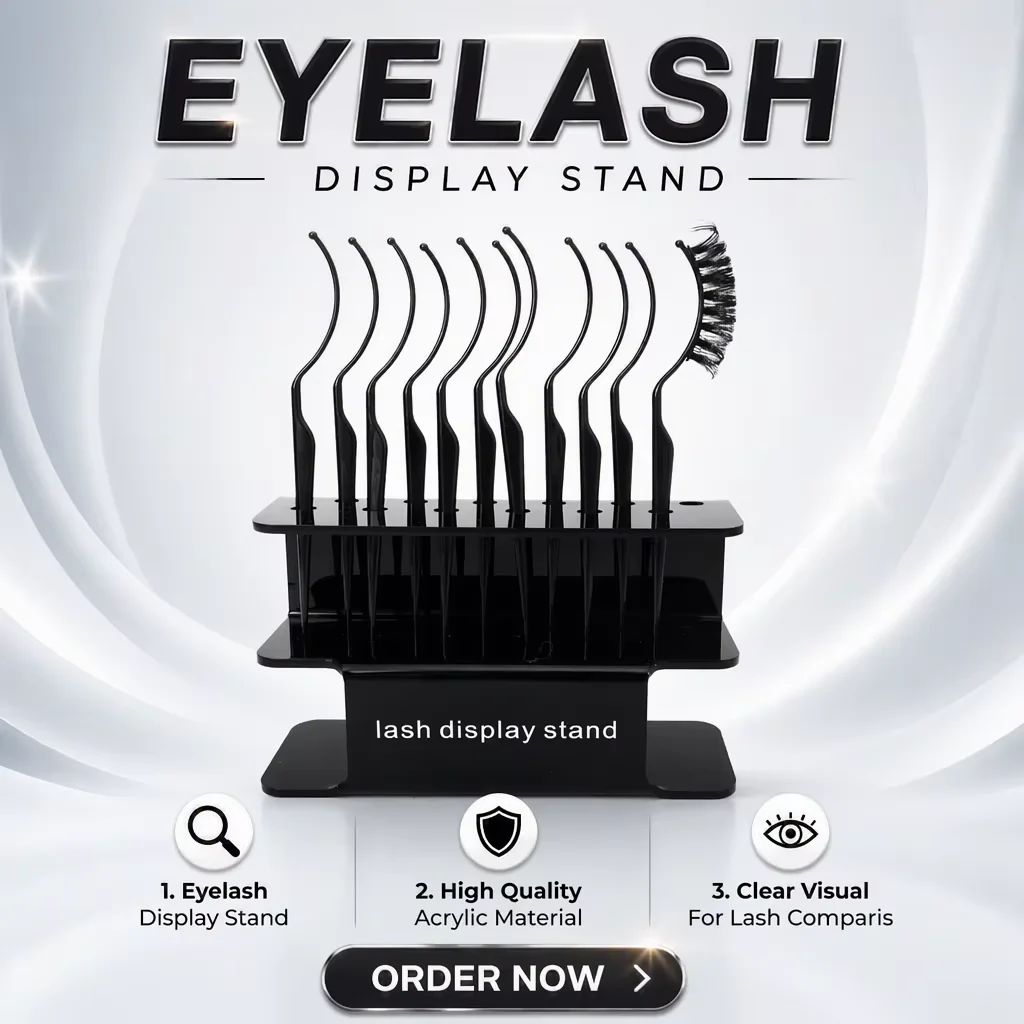 Yiernu Maßgefertigter Wimpern-Tester-Stift, Stilvoller Wimpern-Präsentationsständer mit 12 Wimpern-Teststäben, Wimpern-Display-Tester – Detail 1