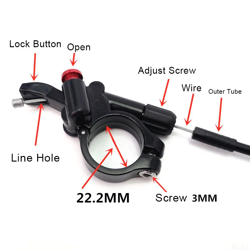 Mtb Bike Suspension Fork Lock Shock Absorber Stem Remote Lockout Lever Wire Control Handlebar Key Switch Push Button Bicycle