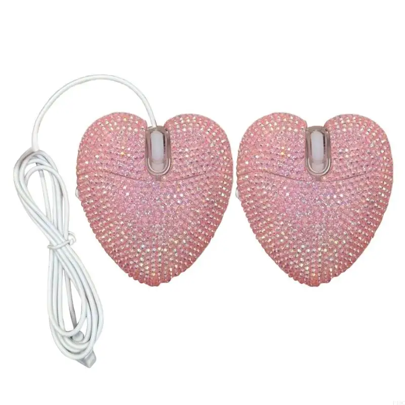 F19C Quiet Clicks Wire Mouse Featuring Glamorously Heart Blings For Aesthetic Appeal