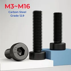 M3 M4 M5 M6 M8 M10 M12 M14 M16 Grade 12.9 High Strength Black Carbon Steel Hexagon Hex Socket Thin Short Low Cap Head Screw Bolt