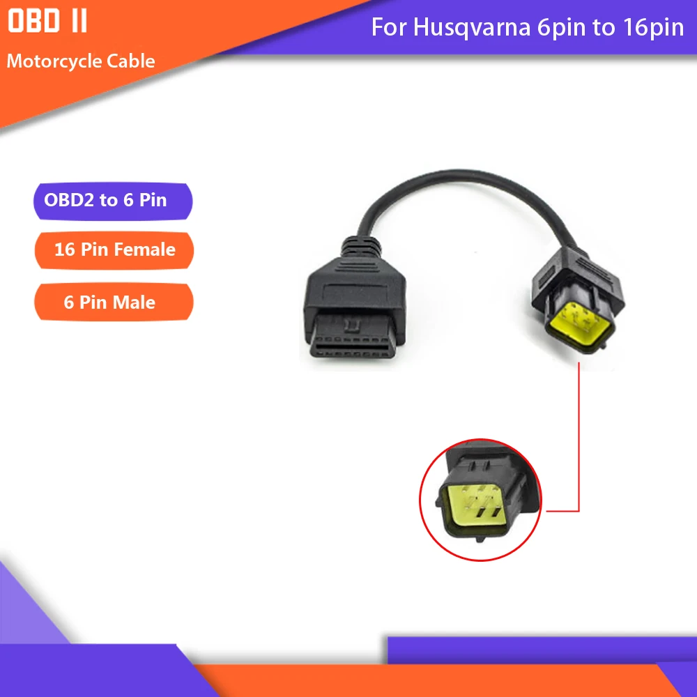 For Aprilia For Husqvarna OBD Motorcycle Diagnostic Cable Motorbike 6Pin To 16Pin OBD2 Adapter Connector