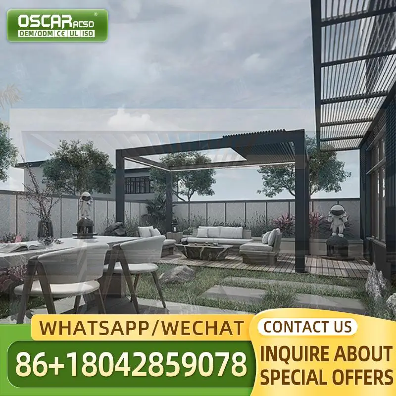 

6x4 Outdoor Waterproof Motorized Metal Louvered Roof Kits Bioclimatic Aluminum Canopy for Garden Patio Terrace pergola