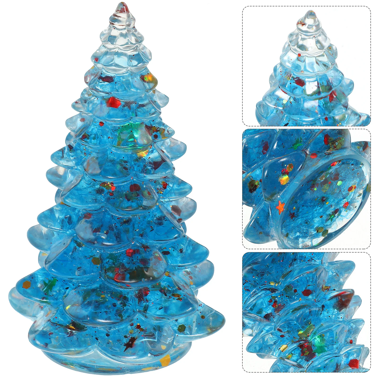 

Artificial Epoxy Christmas Tree Tabletop Decor Solid Base Decorative Xmas Ornament Desktop Resin Xmas Tree Decoration