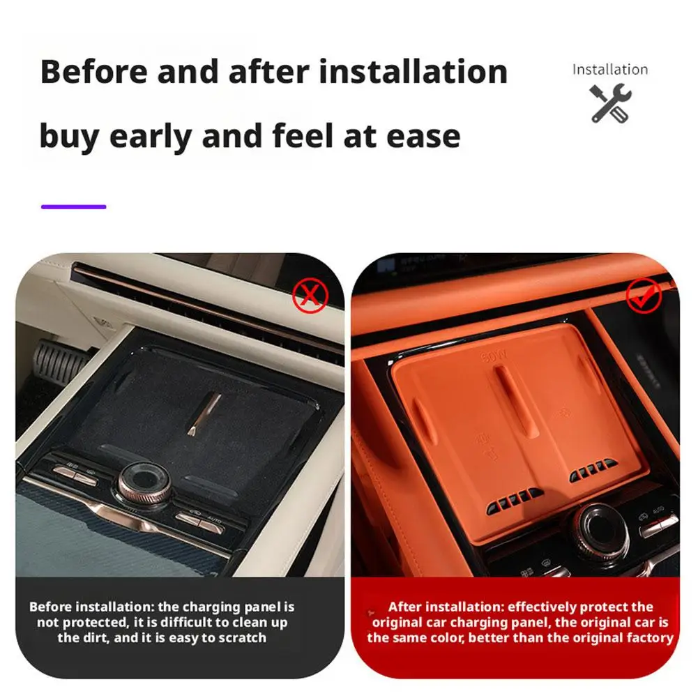 

For Lynk & Co 900 2025 Center Console Wireless Charger Anti-scratch Dustproof Storage Silicone with Box Mat Protective Pad W6A8