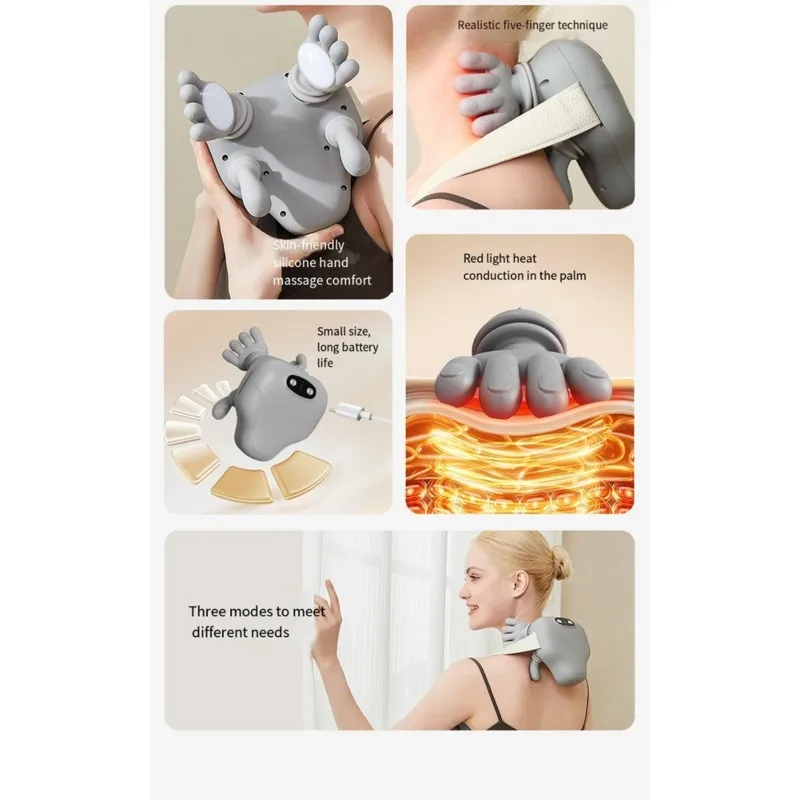 SUMMER SALE Human-Like Neck Massager With Heat,Cordless Kneading Neck And Shoulder Massager With Bionic Fingers Massage