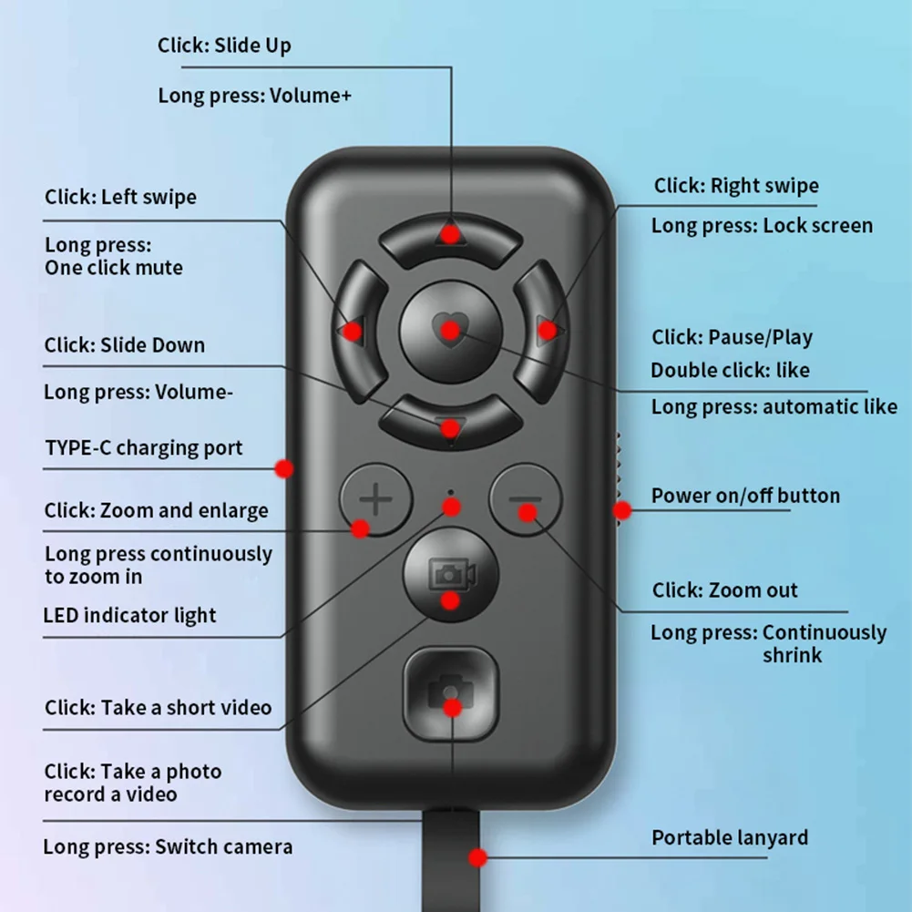 ل Tik Tok سماعة لاسلكية تعمل بالبلوتوث المحمول Selfie كسول الموسيقى فيديو التحكم عن بعد الهاتف المحمول وحدة تحكم بلوتوث لجميع آيفون