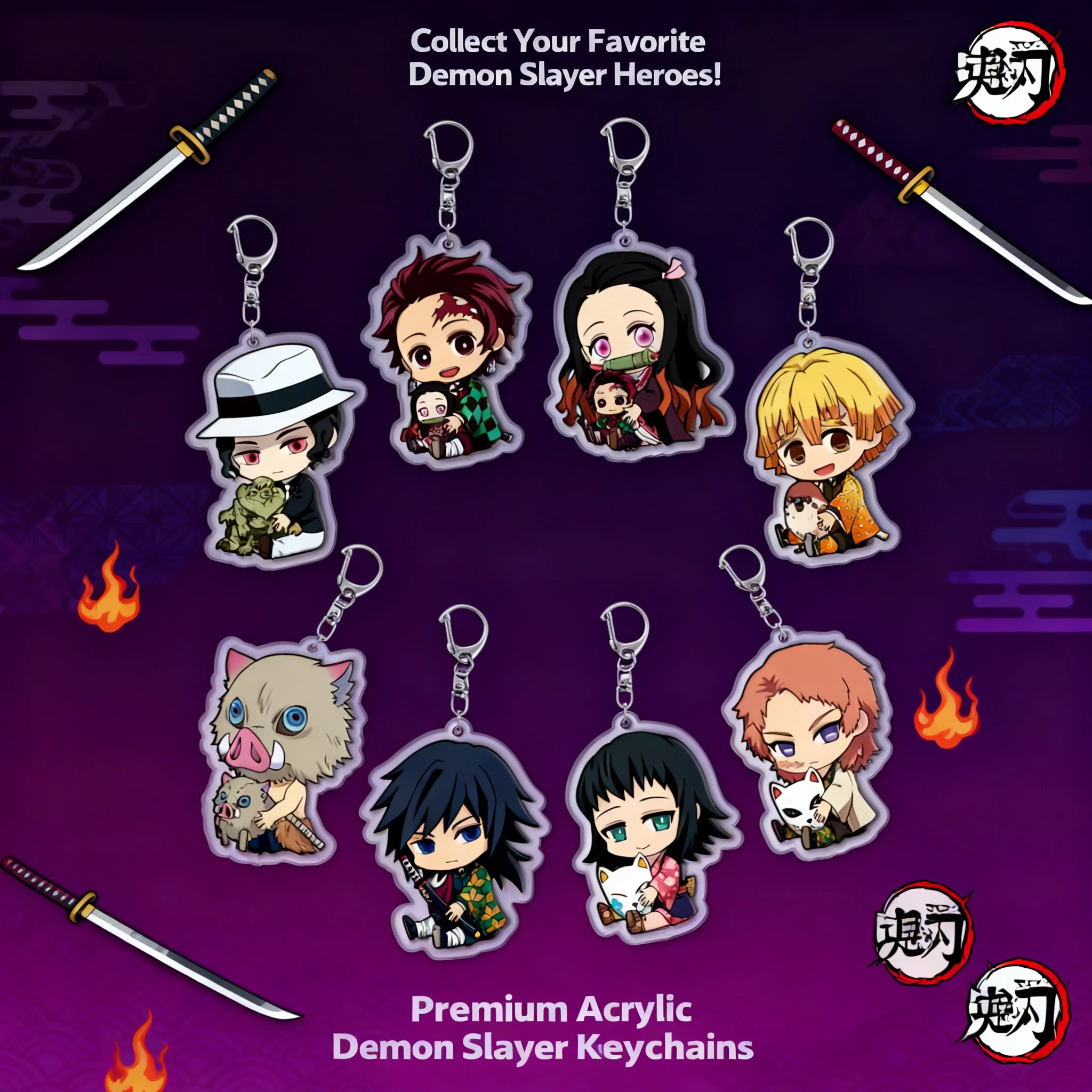 

Demon Slayer Kimetsu no Yaiba Tanjiro Nezuko Acrylic Keychain Pendant Anime Merchandise Custom Wholesale Ready Stock