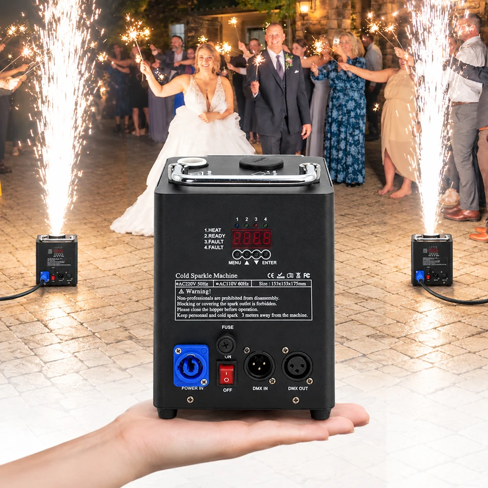 480W Mini Cold Spark Machine DMX512 Stage Spark Fountain Machine for Wedding DJ Party Concert Event Performance