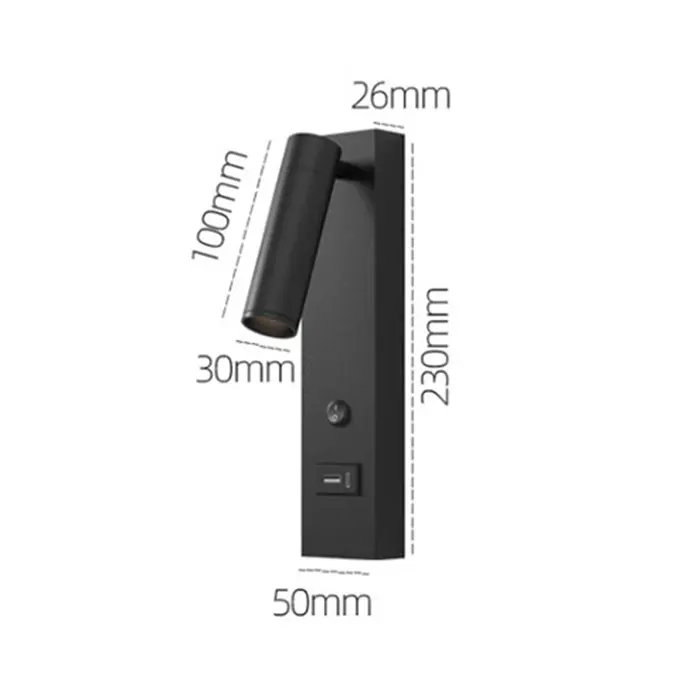 Applique murale LED moderne GY avec ports USB-C 3