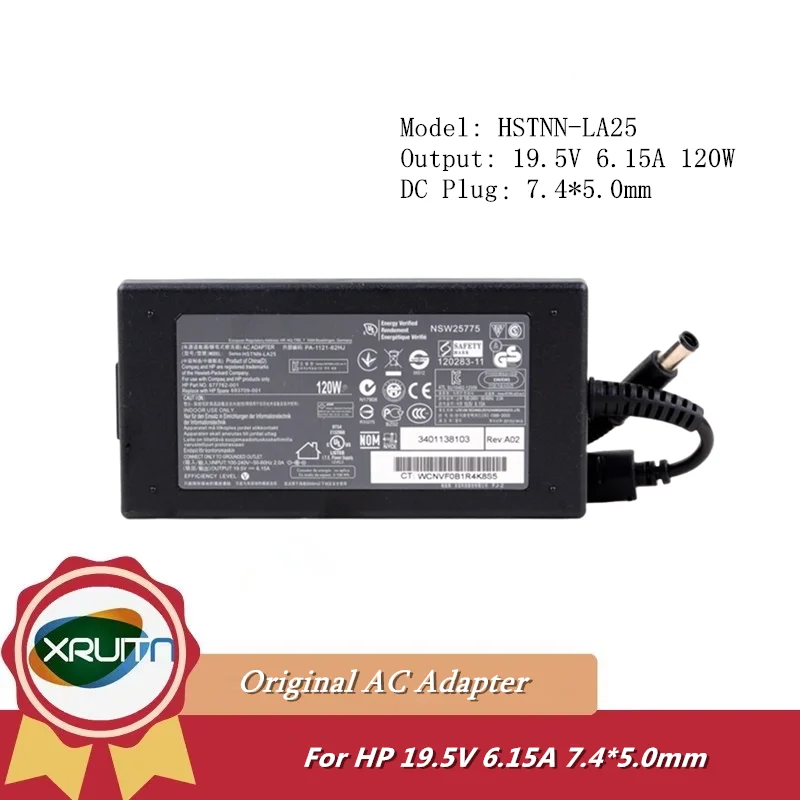 

Original For HP Laptop Power Supply 120W 19.5V AC Adapter Charger HSTNN-LA25 / 906329-001 / 710415-001/ 677762-001 7.4mm*5.0mm