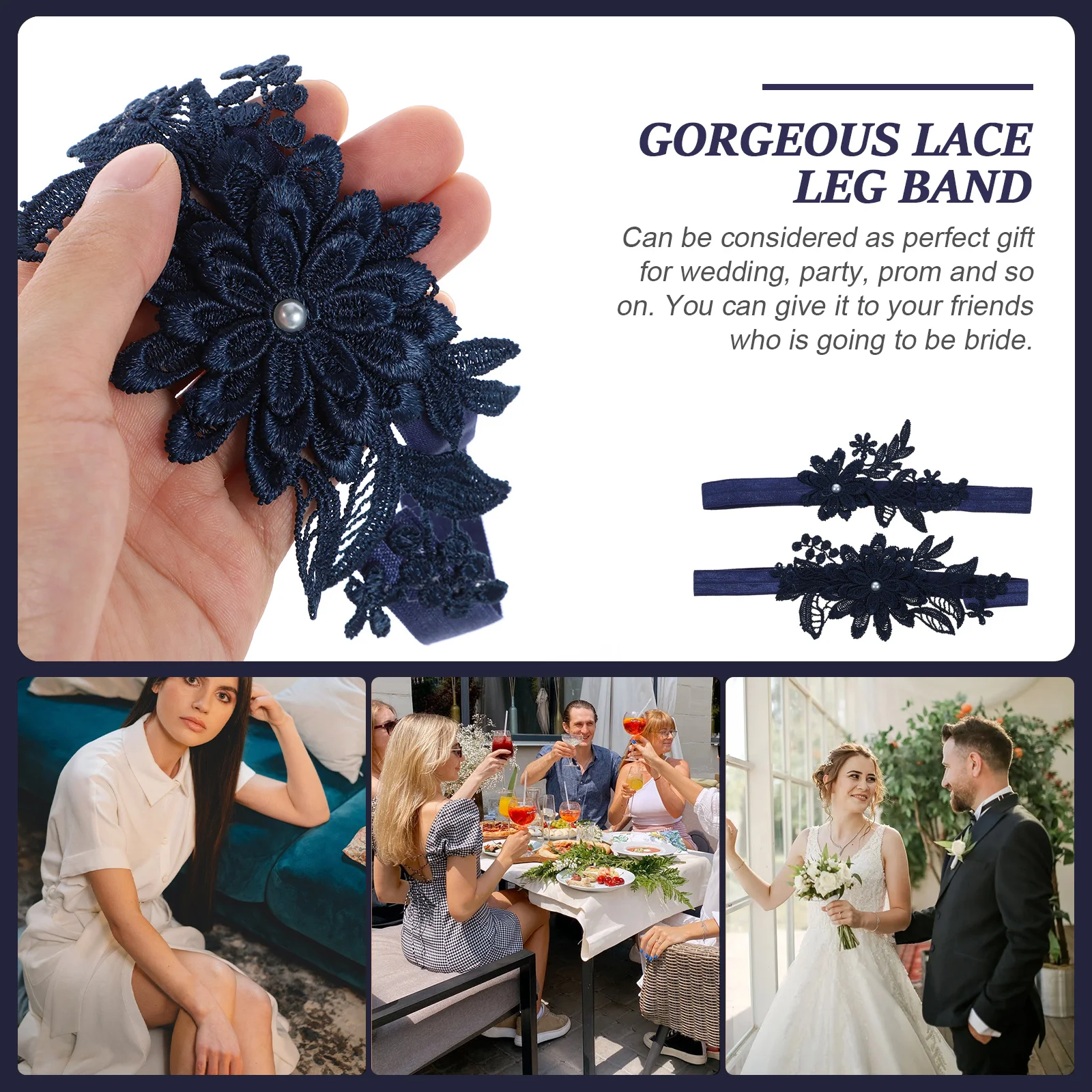 

1 Pair Pearl Leg Bands Lace Garter For Bride Wedding Bridal Leg Ring Floral Decorative Thigh Ring Women Garters Wedding