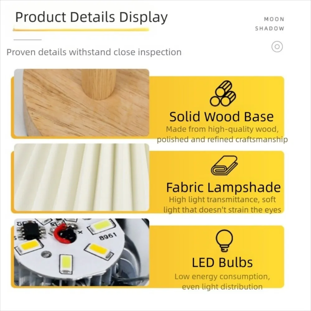

Modern Nordic Pleated Table Lamp Home Decoration Warm/White Color Bedside Night Light Wood Art Atmosphere LED Desk Lamp