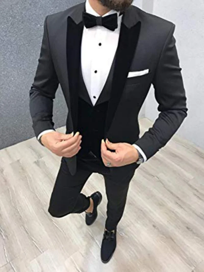 

3 Pieces Slim Fit Men's Suit Wedding Dinner Groom Tuxedo Suits for Men Jacket Waistcoat & Trousers Business Men Suits Sets