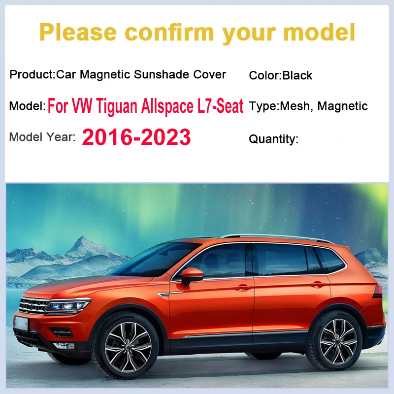 Car Sunshades For Volkswagen Tiguan 2021 Accessories VW Tiguan Allspace L7-Seat 2016 2017-2023 BW2 MK2 Mesh Anti-UV Auto Parts