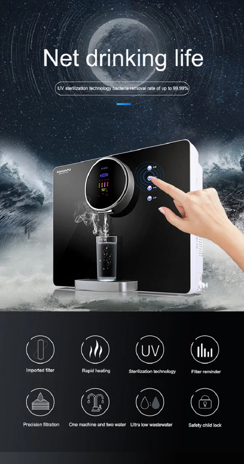 Wasserreiniger Haushalt Trinkwasser Filter Intelligente Heizung Integrierte Umkehrosmose Küche Wasserspender