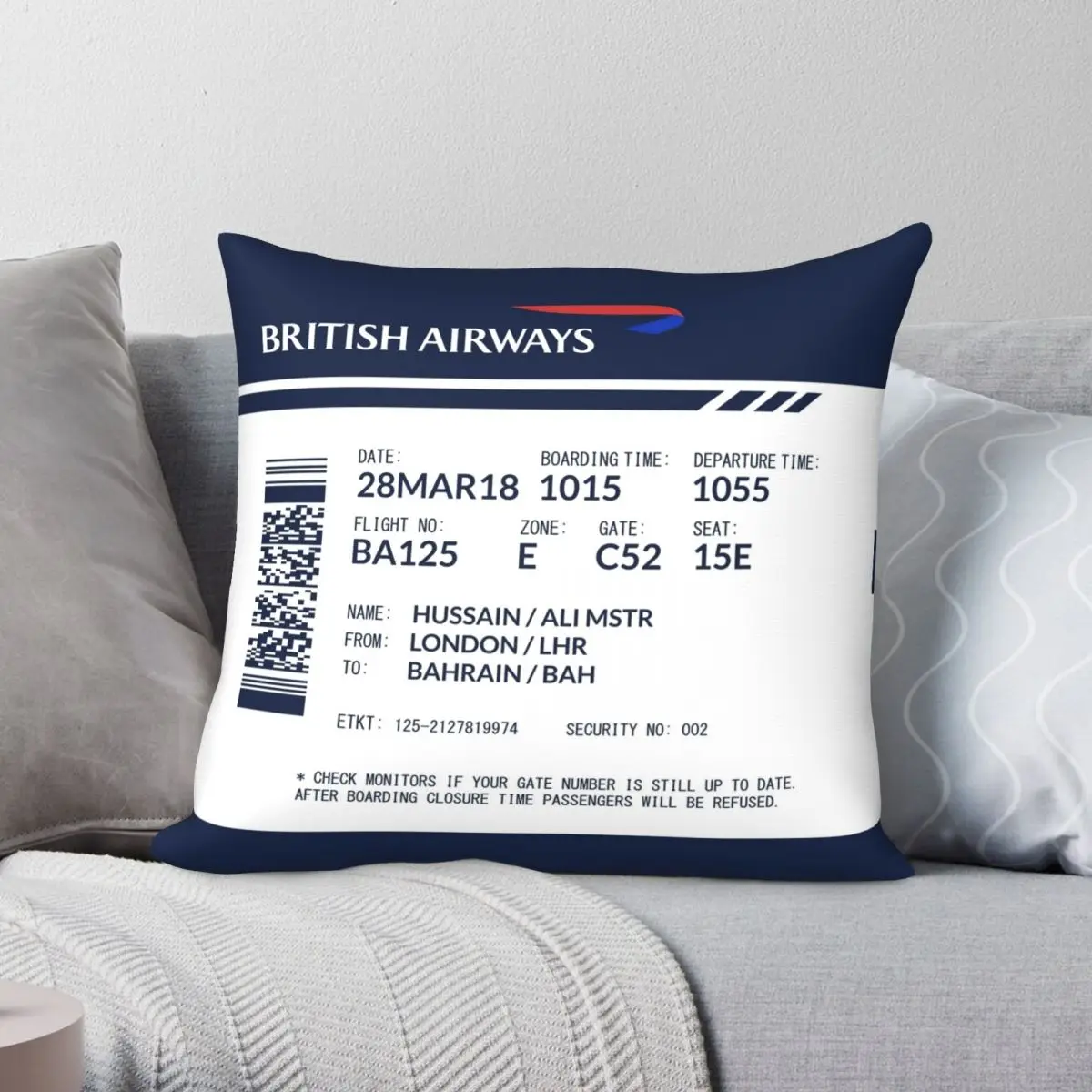 

Boarding Pass 5748x5748 HAM Pillowcase Polyester Linen Velvet Creative Zip Decor Throw Pillow Case Home Cushion Case