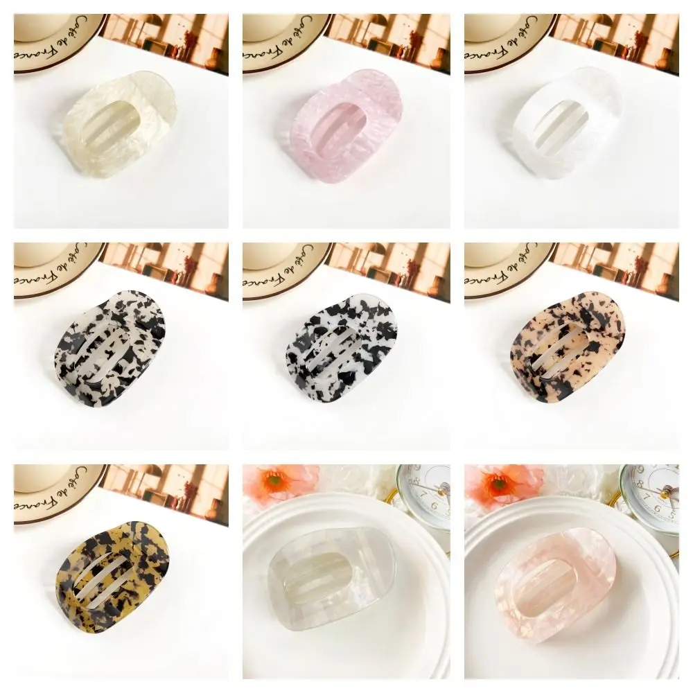 Elliptic Shape Leopard Hair Claw Hair Accessories Headwear Acetic Acid Hair Clip Candy Color Kroean Style Acetate Barrettes