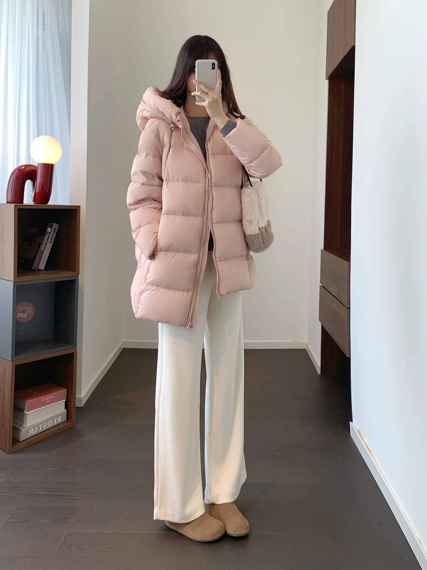 

Ультралегкая, ультратеплая пуховая куртка средней длины с капюшоном, осенне-зимняя, женская, повседневная, свободного кроя