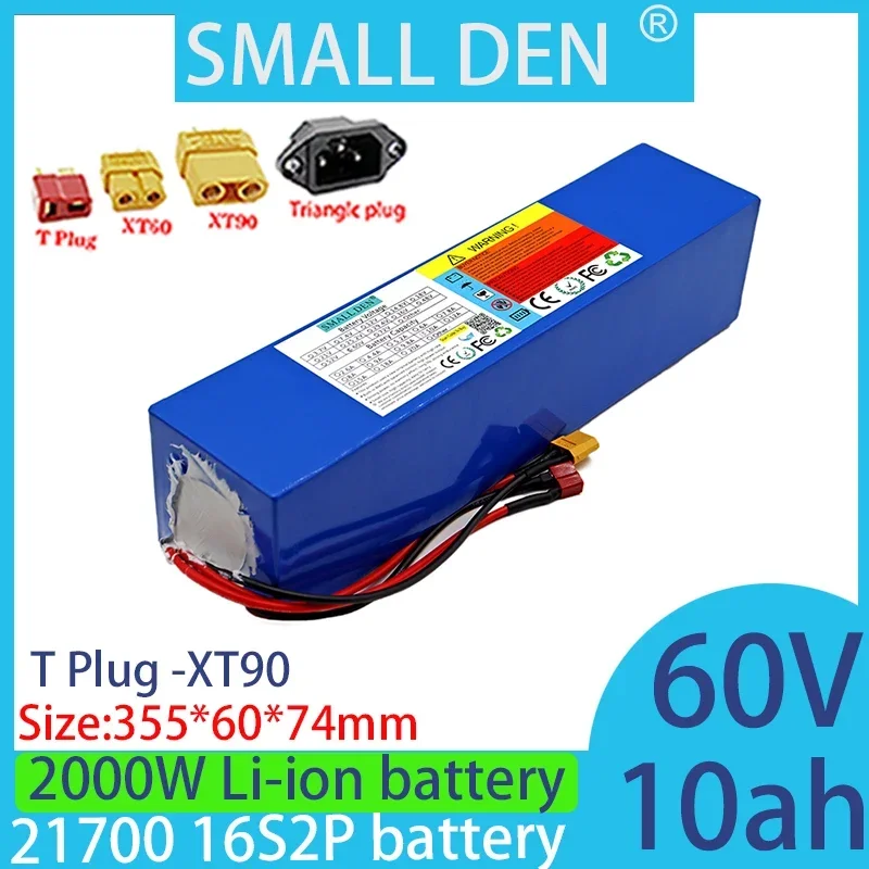 

60V 10ah 10000mAh battery pack suitable for 16S2P 21700 67.2V built-in 750W 1500W 2000W 30A BMS rechargeable battery+67.2V 5A