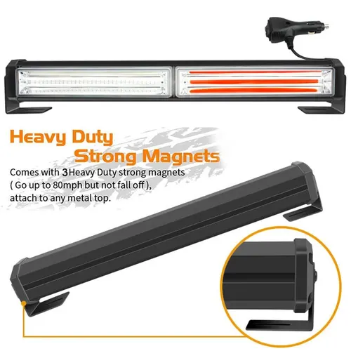 Imagen 2 del producto Barra de Flash WINDOWS, barra de luz LED estroboscópica COB, lámpara de bombero de policía, barra de luces de advertencia de emergencia intermitente para coche y camión, amarillo, rojo y azul