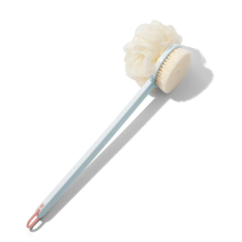 1 Piece Bathing Artifact Long-Handled Bath Brush Soft-Haired Bath Brush Rubbing Mud Ash Rubbing With Foam Blue