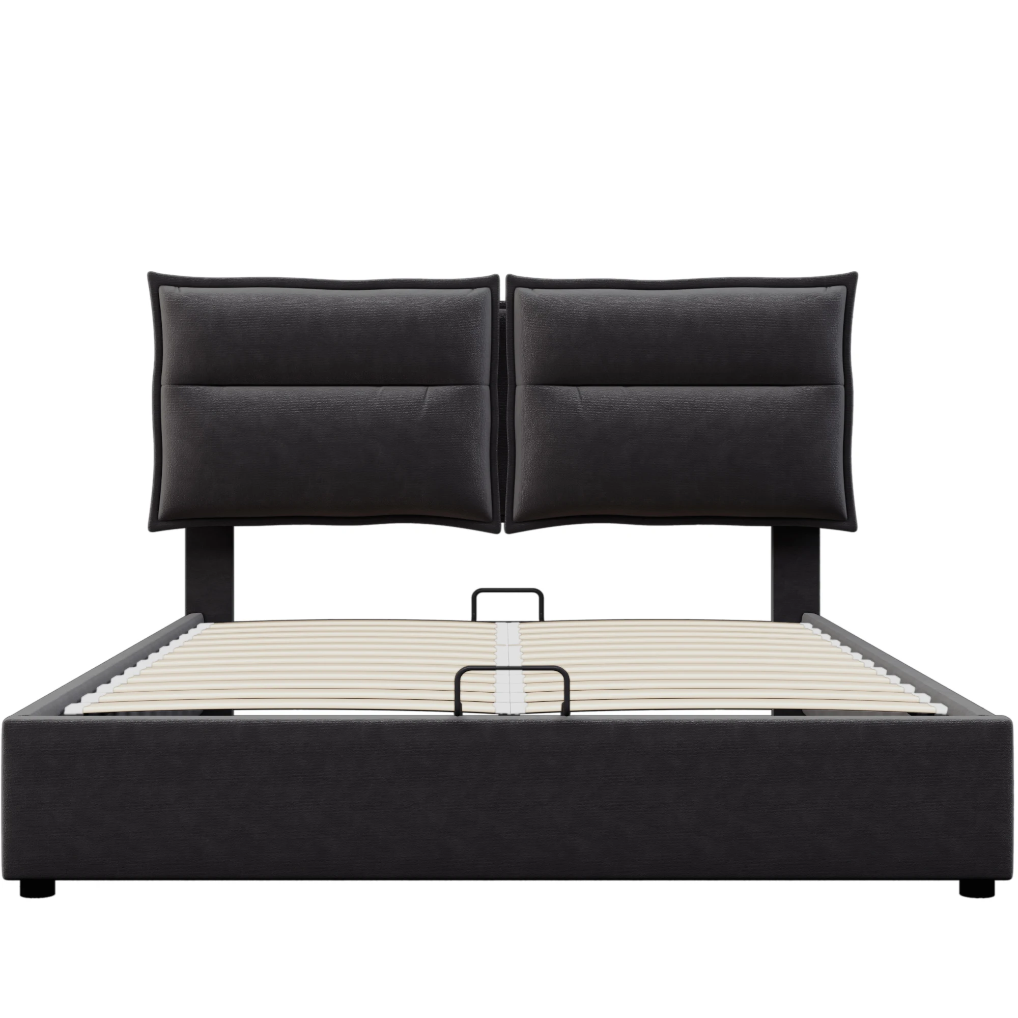 KOMHTOM Hydraulisch gestoffeerd bed tweepersoonsbed 140x200 cm verstelbaar hoofdeinde met grote opbergruimte fluwelen hoes zonder matras