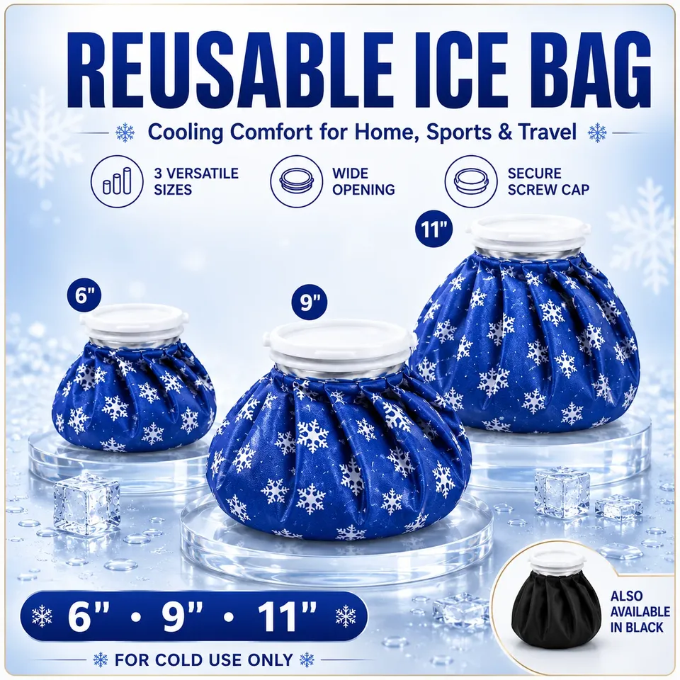  Reusable Ice Bag 3 Sizes Cold Therapy Bag Leak Resistant Screw Cap Soft Fabric Ice Pack for Knee Shoulder Sports Home Travel Kit 