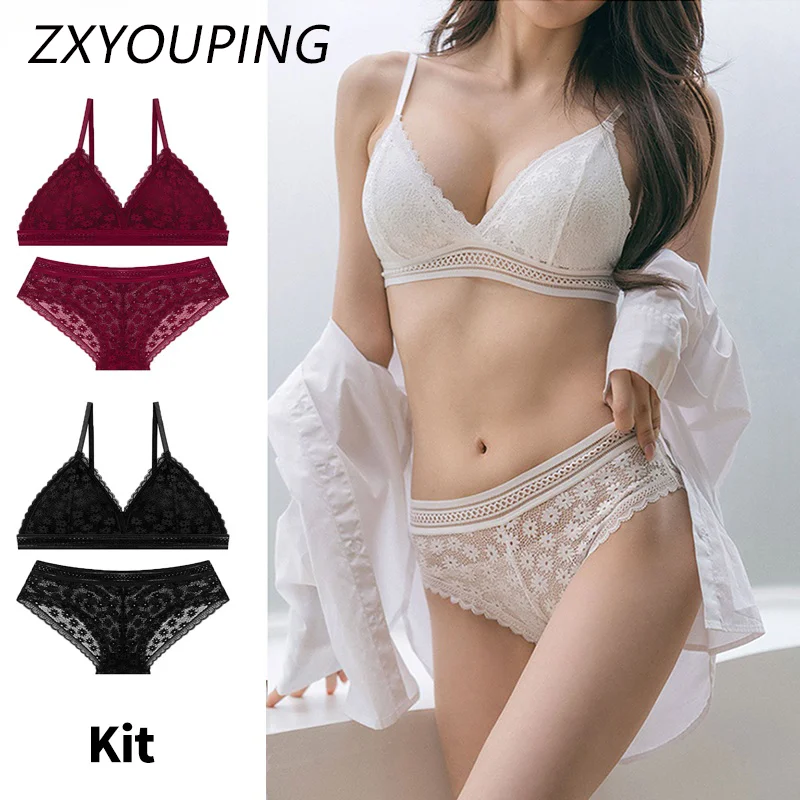 

Women Lingerie Set Sexy Lace Panty Set Wireless Small Breast Push Up Bra