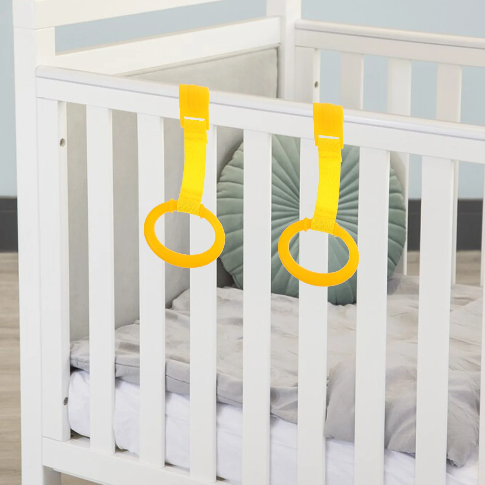 

2pcs Children's Playpen Hanging Rings Baby Safety Crib Assistant Standing Frame Pull Handle Infant Exercise Support