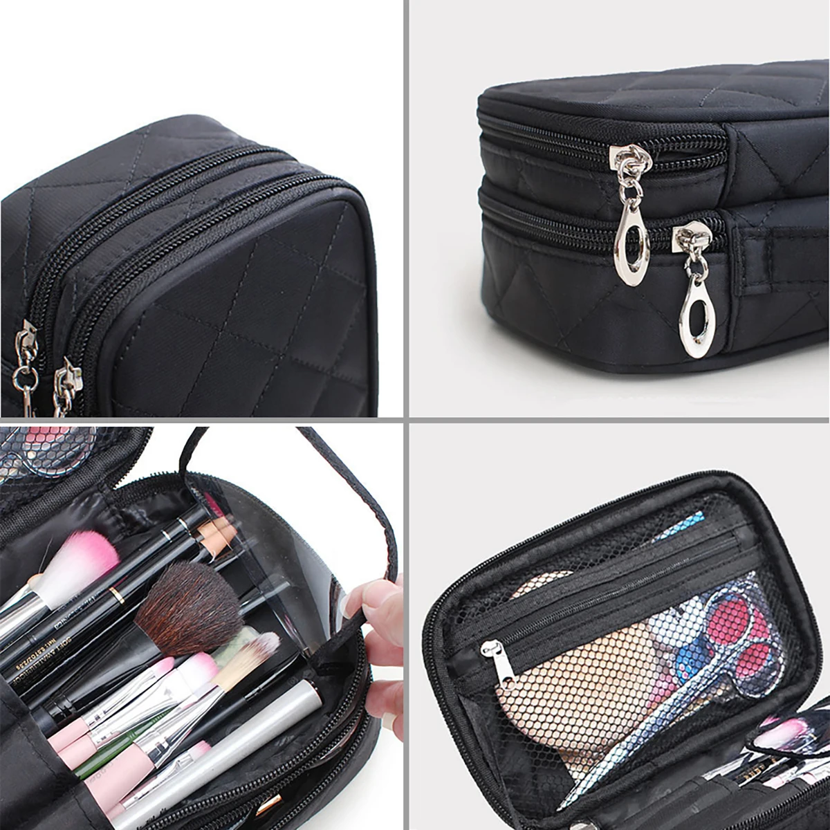 Double-Layer Multifunctional Waterproof Cosmetic Bag Large Capacity Outdoor Travel Ladies Makeup Storage Bag