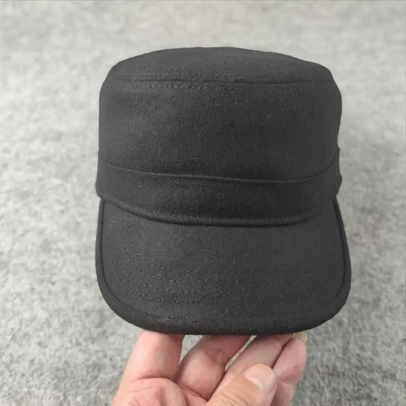 Minimalist Solid Flat Top Cap, Casual Warm Hat for Elderly and Middle-aged Men Fall Winter