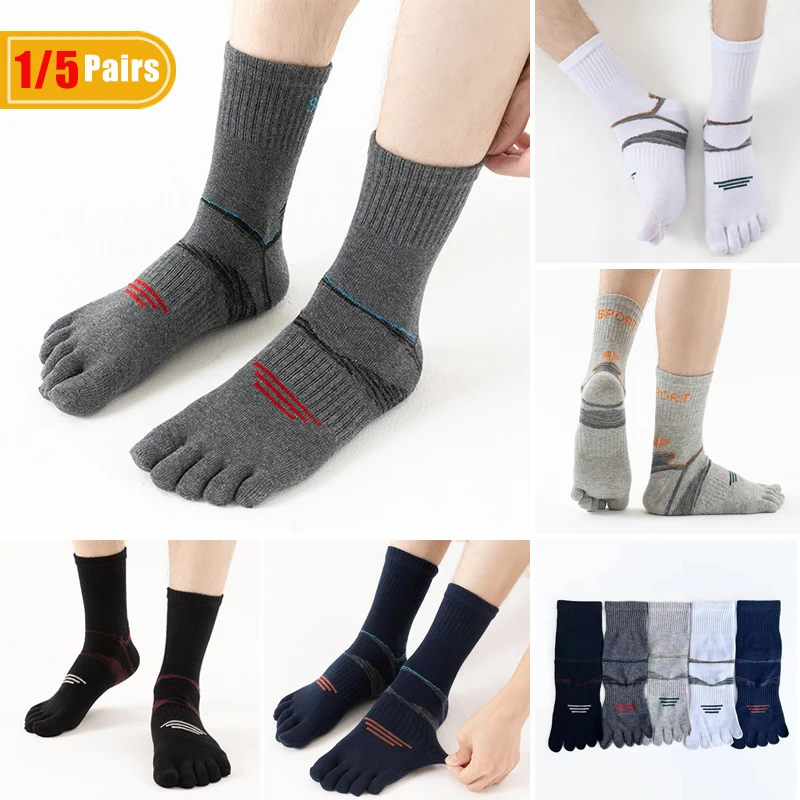 1/5 Paar Sport Yoga Zehensocken Herren Kompression gestreift schweißabsorbierend atmungsaktiv Fitness Badminton Tennis Fünf-Finger-Socken