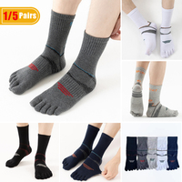 1/5 Pairs Sport Yoga Toe Socks Mans Compression Striped Sweat-Absorbing Breathable Fitness Badminton Tennis Five Finger Socks