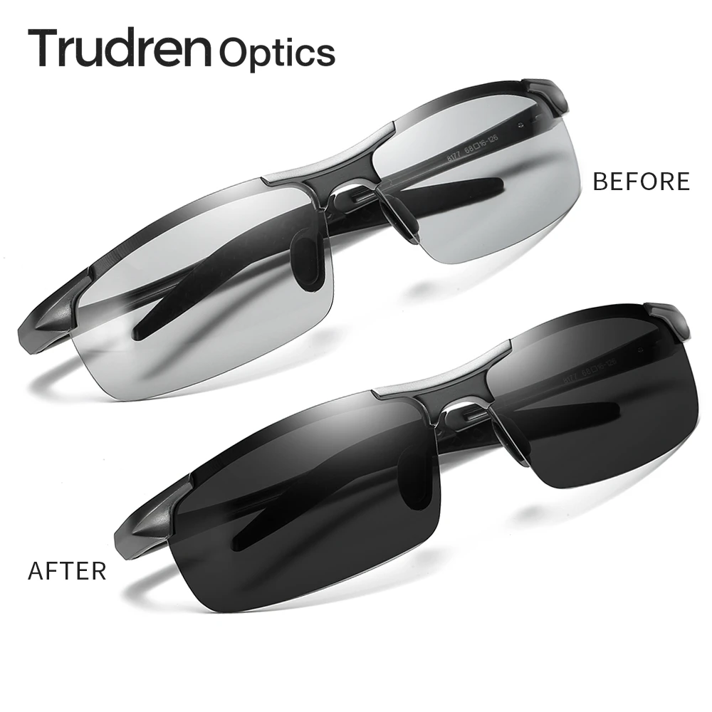 Trudren Aluminium Sport Photochromic Polarized Sunglasses for Men Cycling MTB Sun Glasses Change Tint Running Sunglass 5933