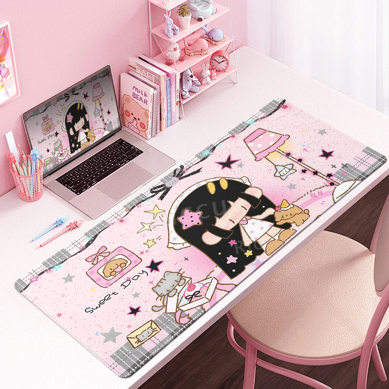 Anime Girl Anti-Slip Mouse Pad Extended Gaming Playmats Keyboard Pad Laptop Computer Desk Pad Aesthetics Mouse Mat Rubber Carpet