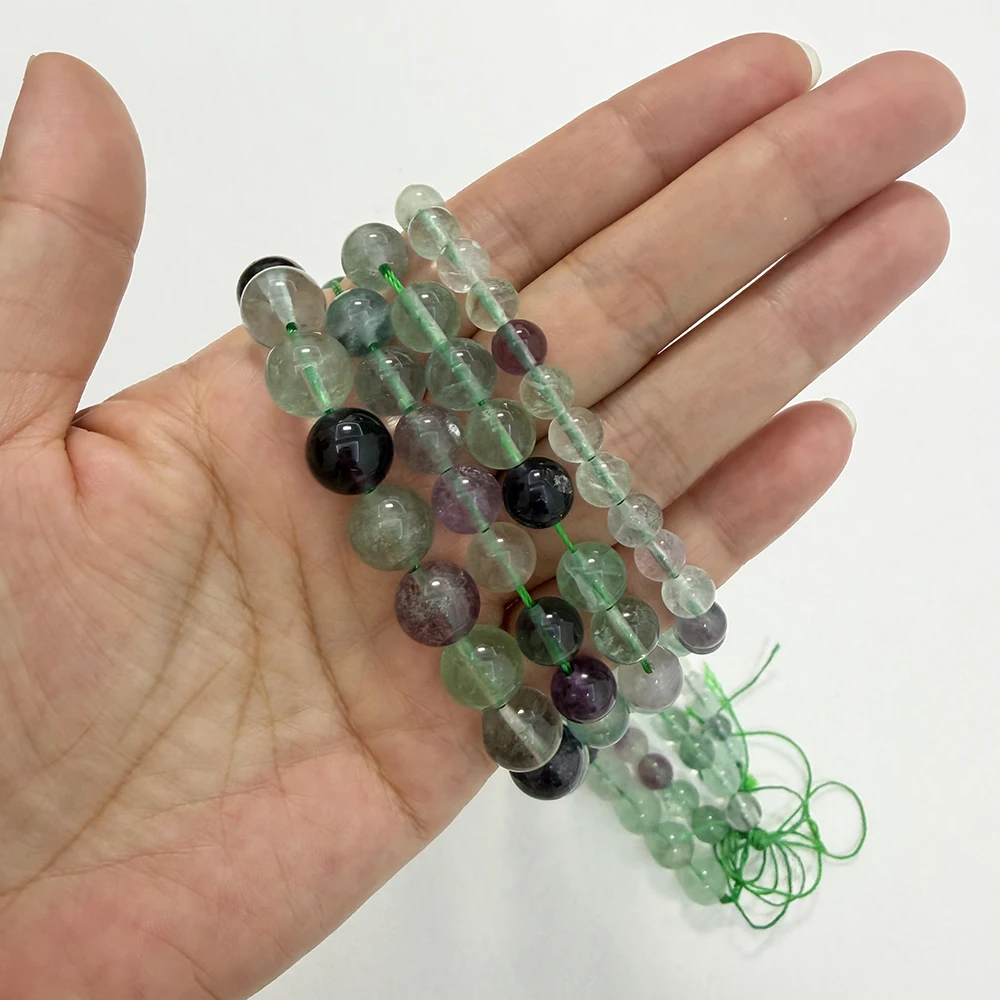 Natural Stone Green Fluorite Round Loose Beads 15