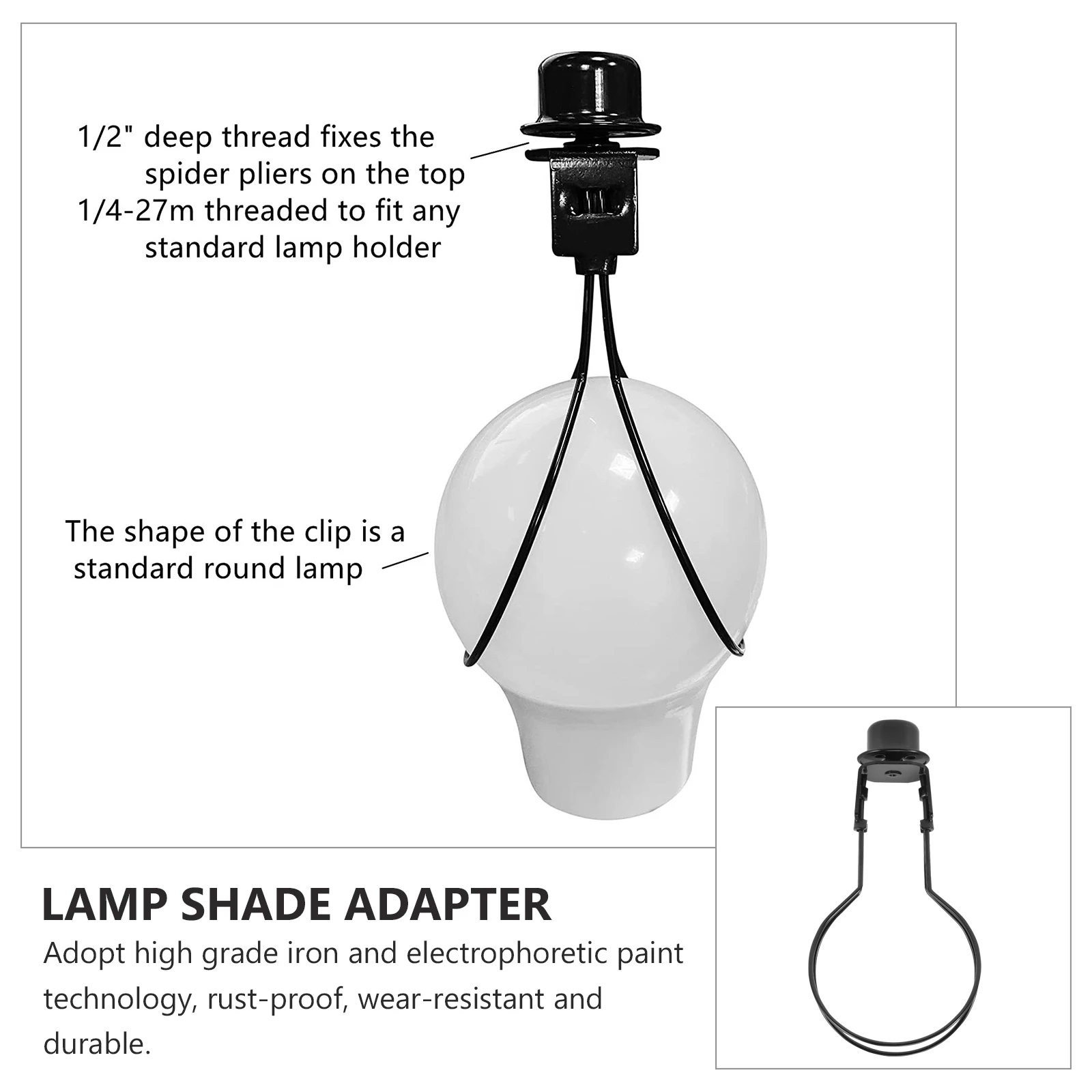

Lamp Shade Adapter Iron Art Light Bulb Clip Finial for DIY Lighting Accessories Lamp Parts Harp Holder Clip on Lampshade Repair