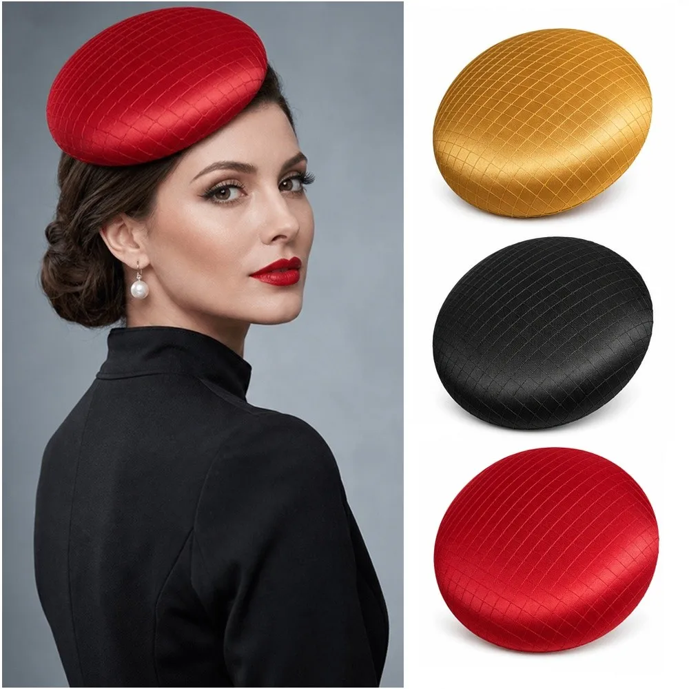 Elegant 15CM Fascinator Base Solid Pattern Headpieces Millinery Base Satin Lightweight Hat Base DIY Hair Accessories