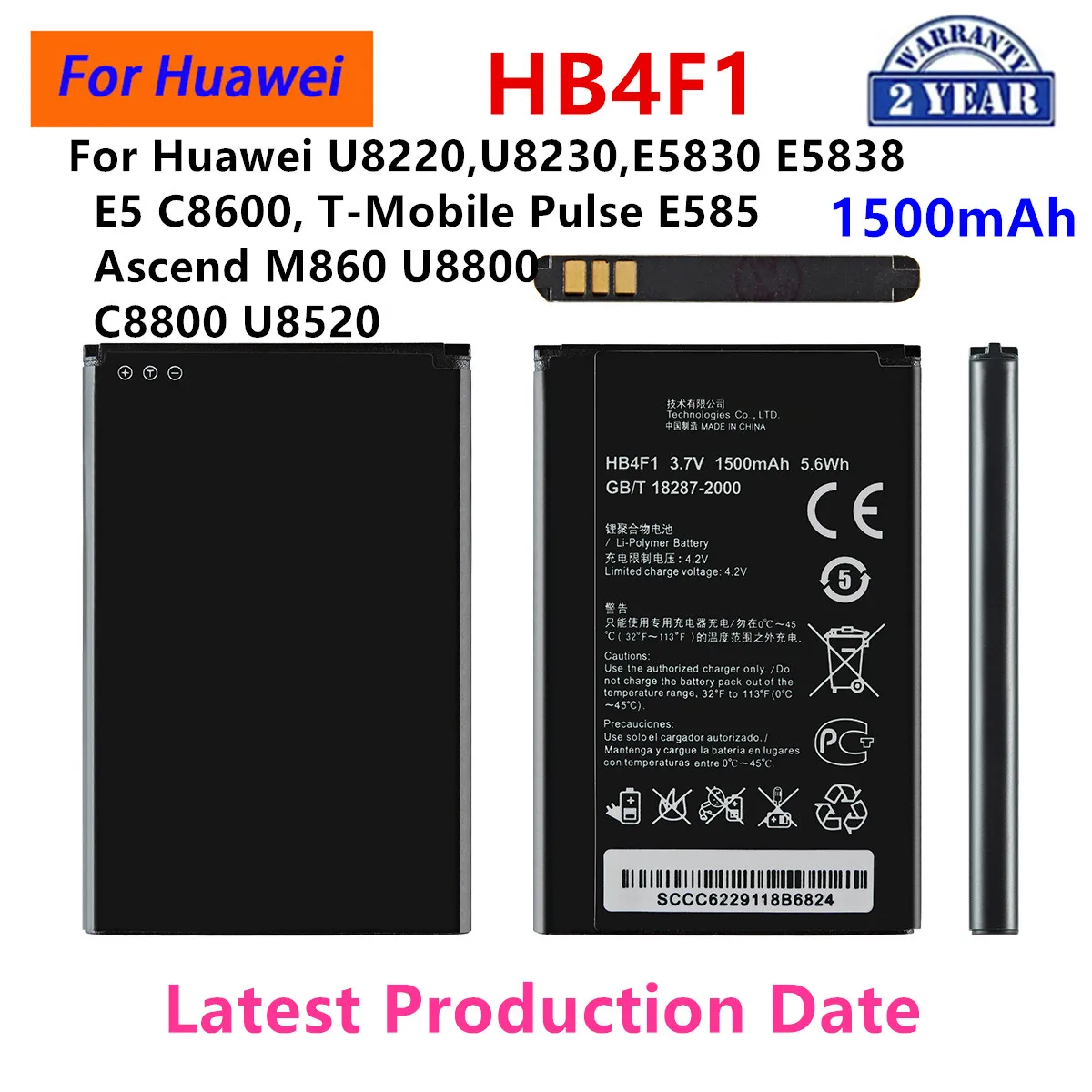 

100% Оригинальный аккумулятор HB4F1 для Huawei U8220,U8230,E5830,E5838,E5,C8600, T-Mobile Pulse,E585, Ascend M860, U8800,C8800,U8520