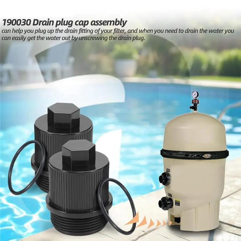 AT19-Fits For Pentair Clean& Clear Plus Cartridge Pool Spa Filters 2 PCS Pool Filter Drain Plug 190030 Cap Assembly