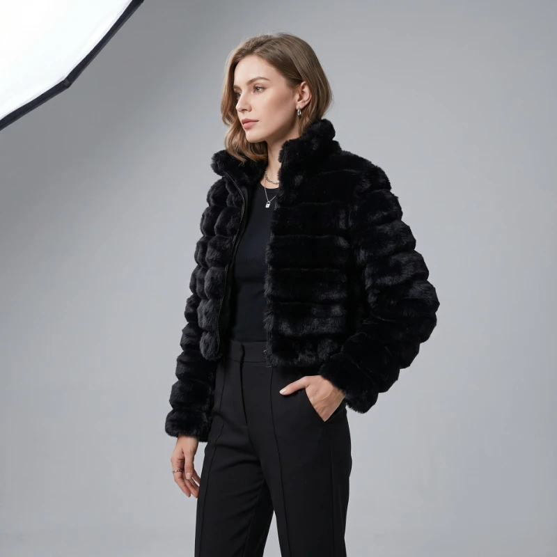 2026 Autumn and Winter New Hot Selling Simple Design Temperament Imitation Mink Fur Solid Color Jacket for Women