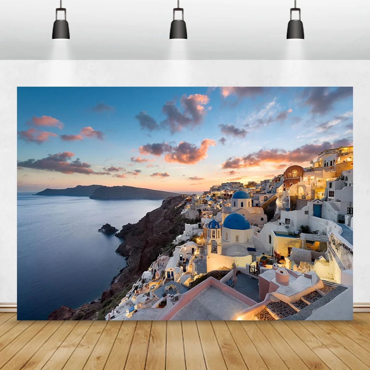 World Greece Santorini Backdrop Popular Photo Spot Photography Pisa Tower Background Birthday Decoration Photo Studio Props