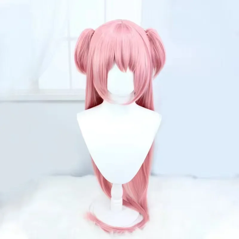 Anime Puella Magi Madoka Magica Cosplay Kostuum Vleugel Roze Lang Haar Pruiken Hoge Hittebestendig Haar Vrouw Sexy Carnaval Pak