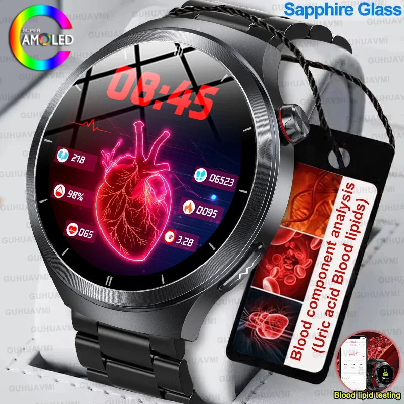 

2025 Новая диагностика здоровья ЭКГ + HRV SmartWatch Мужчины Женщины Мочевая кислота Липид в крови Сердечный ритм HD AMOLED NFC Фитнес-трекер SmartWatch