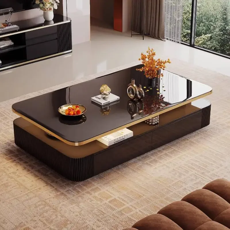 Small Drawer Coffee Table Multifunctional Unique Saving Luxury Coffee Table Black Minimalist Meuble Salon Furniture For Home