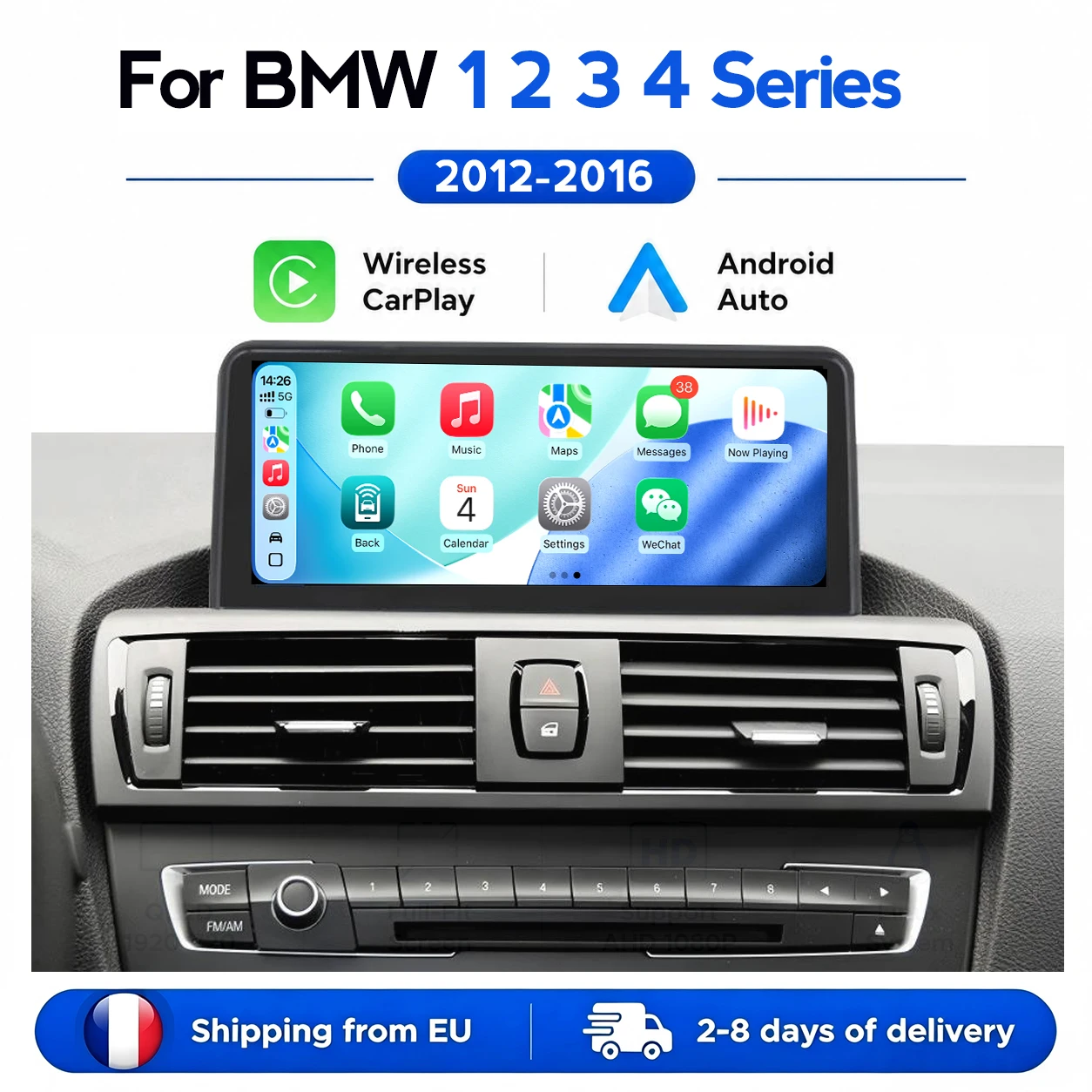 EU-Lager Linux-Bildschirm 10,25'' Kabelloses Carplay Android Auto Autoradio für BMW 1 2 3 4 Serie F20 F21 F22 F30 F31 F32 F33 NBT 1920*720 Display WIFI Auto-Multimedia-Player
