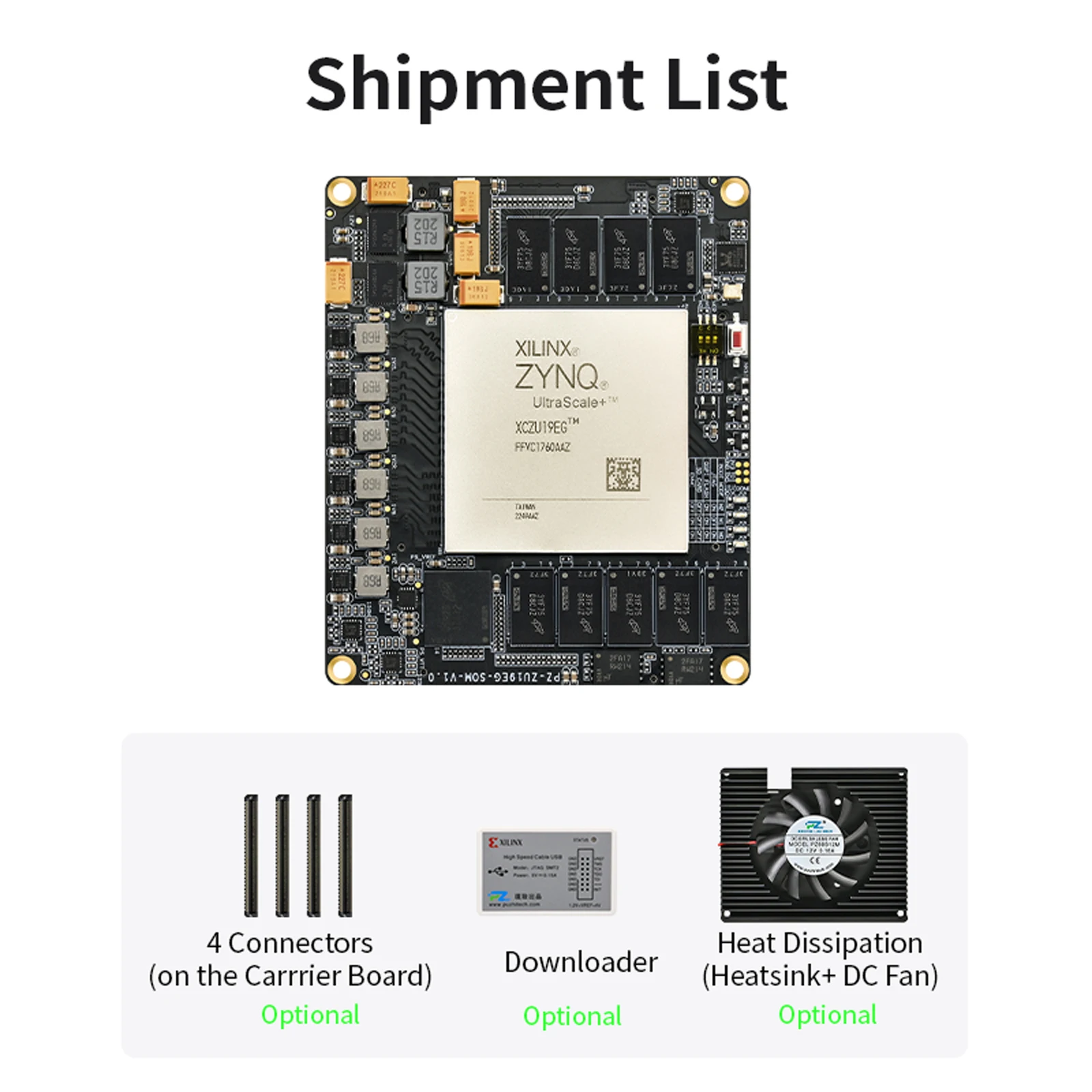 Placa de núcleo puzhi zu17eg ZU19EG-SOM fpga xilinx zynq ultraescale + mpsoc xczu17eg xczu19eg placa de desenvolvimento fpga grau industrial