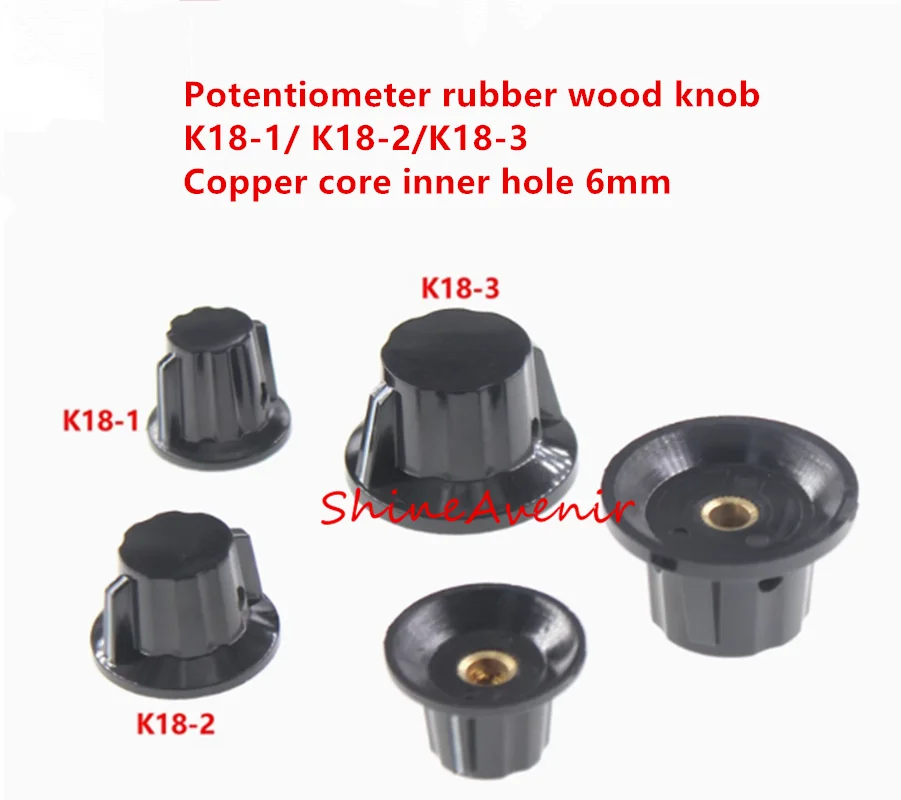 10PCS K18-1 K18-2 K18-3 with ear glued wood knob WTH118/WX050 spark potentiometer cap copper core inner hole 6mm