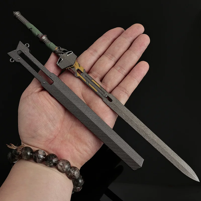 28cm/11.02in Arena Breakout Game Peripheral Three Feet Tactical Sword Weapons Model All Metal Craft Desktop Collections Boy Gift